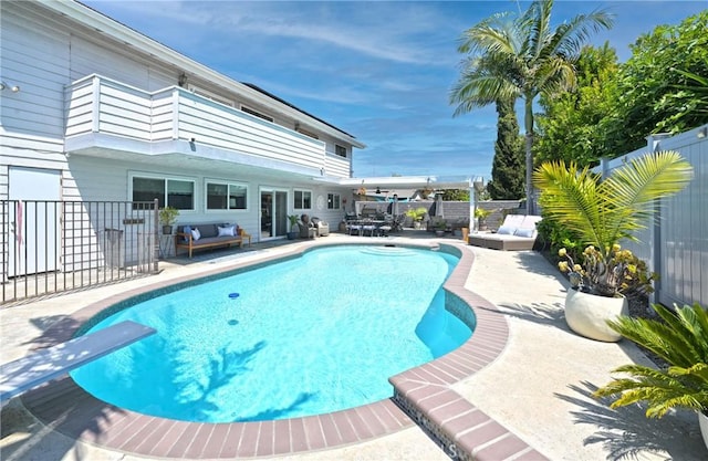 3380 E Date St, Brea, CA 92823 - view of pool with a patio and an outdoor living space