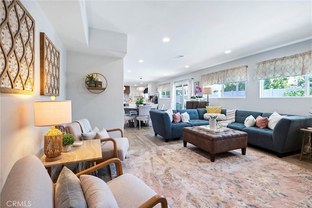 3380 E Date St, Brea, CA 92823 - living room with wood finished floors, healthy amount of natural light, and recessed lighting