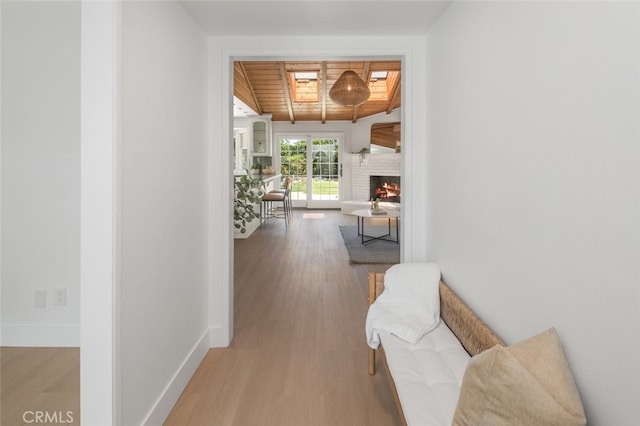 1537 W Laster Ave, Anaheim, CA 92802 - hallway featuring a wood ceiling with exposed beams and wood finished floors