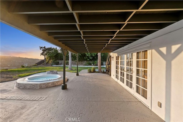 24135 Las Naranjas Dr, Laguna Niguel, CA 92677 - view of patio featuring french doors and an in-ground hot tub