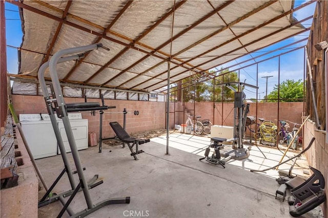 1022 E Lancaster Blvd, Lancaster, CA 93535 - fenced backyard featuring washer and clothes dryer and a patio