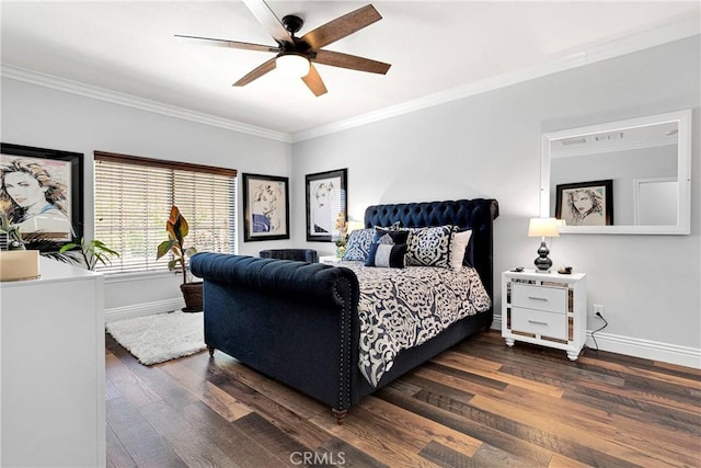 19420 Red Feather Rd, Apple Valley, CA 92307 - bedroom featuring crown molding, wood finished floors, and a ceiling fan