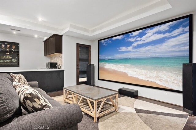 5390 Carlsbad Blvd, Carlsbad, CA 92008 - cinema room featuring a tray ceiling