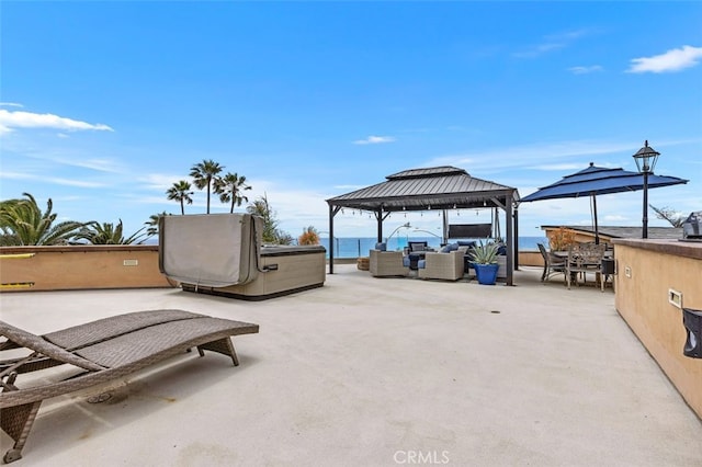 5390 Carlsbad Blvd, Carlsbad, CA 92008 - view of patio / terrace featuring an outdoor living space, a gazebo, and outdoor dining area