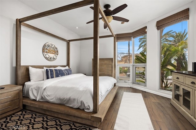 5390 Carlsbad Blvd, Carlsbad, CA 92008 - bedroom featuring dark wood-type flooring and ceiling fan