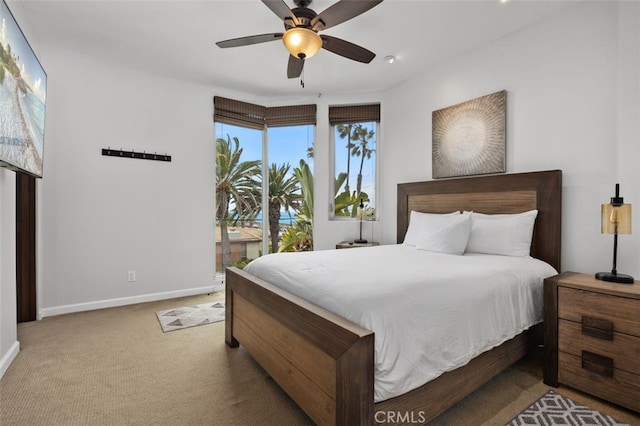 5390 Carlsbad Blvd, Carlsbad, CA 92008 - carpeted bedroom with a ceiling fan, access to outside, and recessed lighting