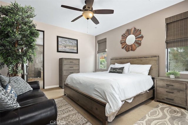 5390 Carlsbad Blvd, Carlsbad, CA 92008 - bedroom featuring light carpet and ceiling fan
