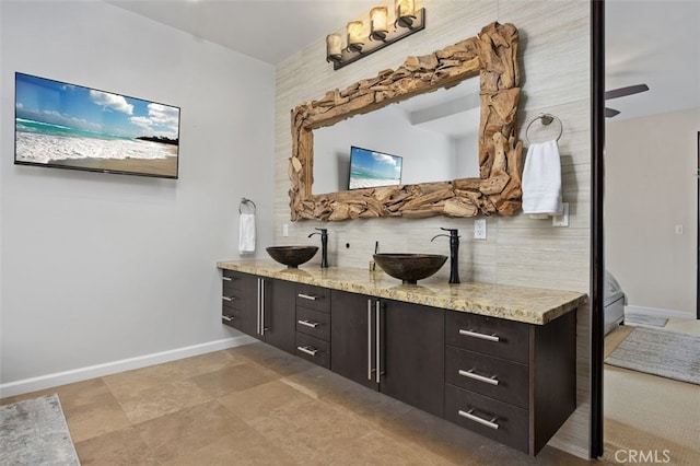 5390 Carlsbad Blvd, Carlsbad, CA 92008 - bathroom with double vanity and decorative backsplash