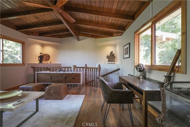 3700 Koster Ave, Sherman Oaks, CA 91423 - office with a wood ceiling with exposed beams and hardwood / wood-style floors