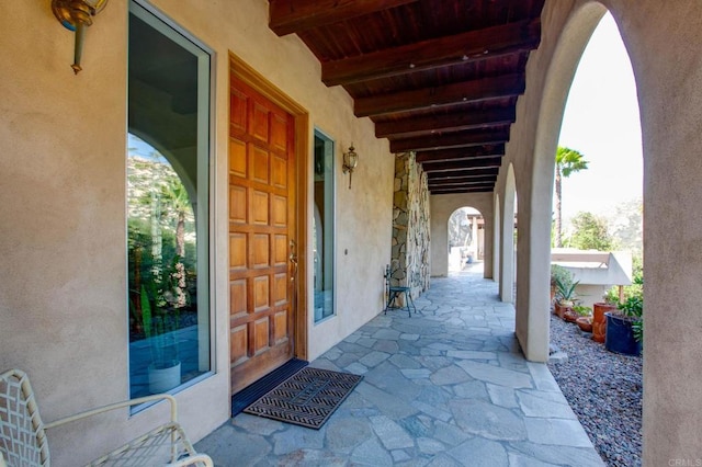 46920 Rainbow Canyon Rd, Temecula, CA 92592 - entrance to property featuring stucco siding and a patio area