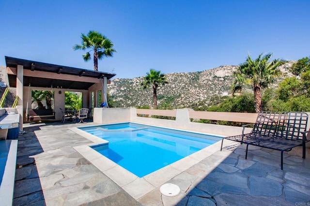 46920 Rainbow Canyon Rd, Temecula, CA 92592 - view of pool featuring a patio area, a mountain view, and outdoor dining space