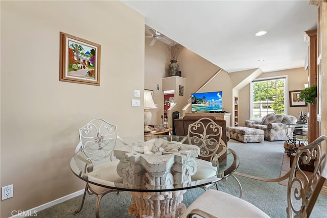 8601 Rudnick Ave, West Hills, CA 91304 - carpeted dining room featuring ceiling fan and recessed lighting