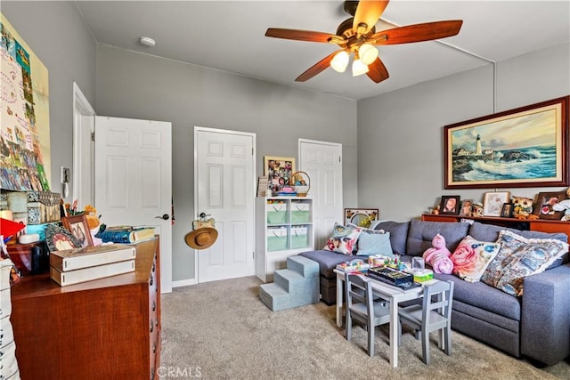 14091 Dall Ln, Tustin, CA 92780 - living area with carpet floors and a ceiling fan