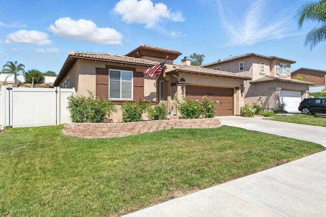 46076 Via Ln, Colorada, Temecula, CA 92592 - mediterranean / spanish-style house with stucco siding, driveway, an attached garage, and a tile roof