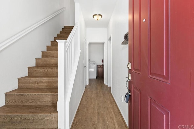 1837 Olive Green St Unit 3, Chula Vista, CA 91913 - entryway featuring washer / dryer, stairway, and wood finished floors