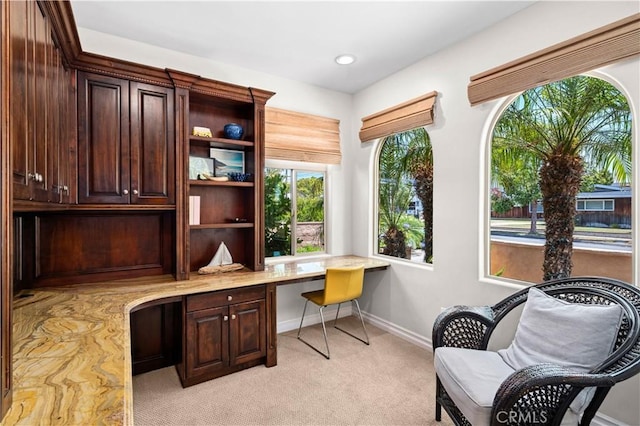 289 23rd St, Costa Mesa, CA 92627 - home office with built in study area, light colored carpet, and recessed lighting