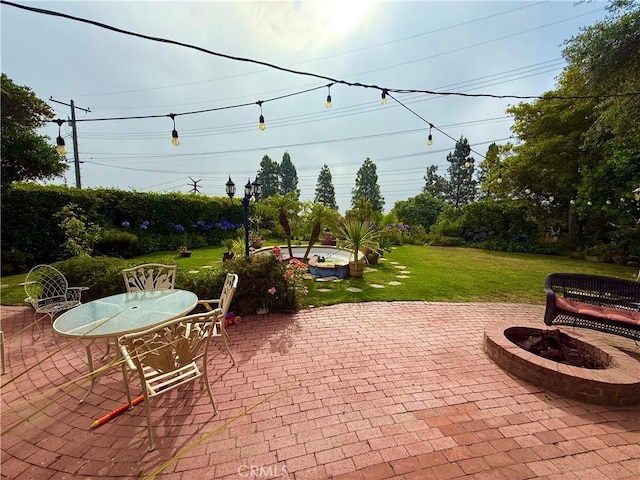 26767 Shadow Wood Dr, Rancho Palos Verdes, CA 90275 - view of patio / terrace featuring a fire pit and outdoor dining area