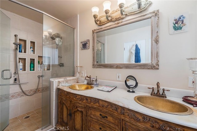 26767 Shadow Wood Dr, Rancho Palos Verdes, CA 90275 - bathroom featuring a stall shower and double vanity