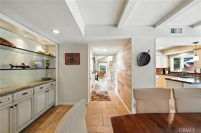 11832 Weatherby Rd, Los Alamitos, CA 90720 - corridor with beam ceiling and recessed lighting