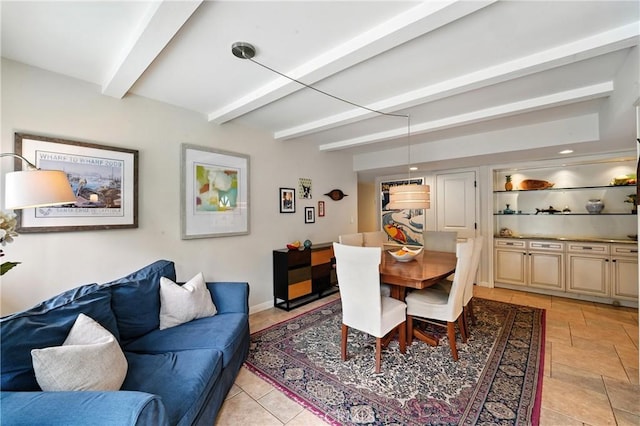 11832 Weatherby Rd, Los Alamitos, CA 90720 - dining space with beamed ceiling and baseboards