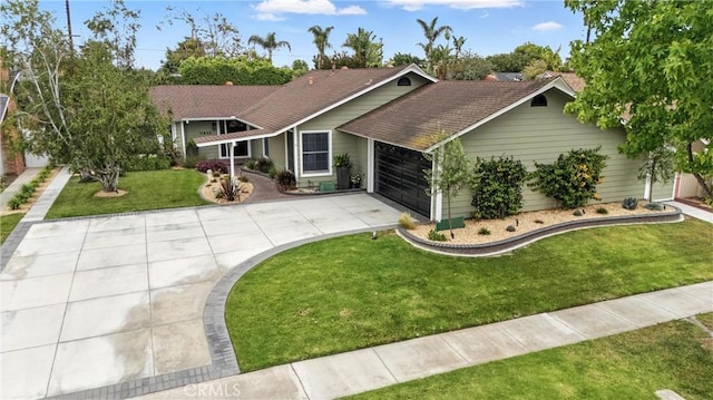 11832 Weatherby Rd, Los Alamitos, CA 90720 - single story home with driveway, a garage, a front lawn, and a shingled roof