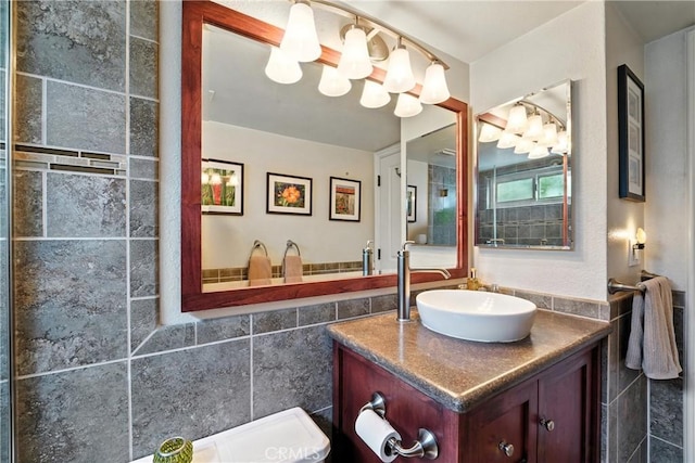 11832 Weatherby Rd, Los Alamitos, CA 90720 - bathroom featuring vanity and tile walls