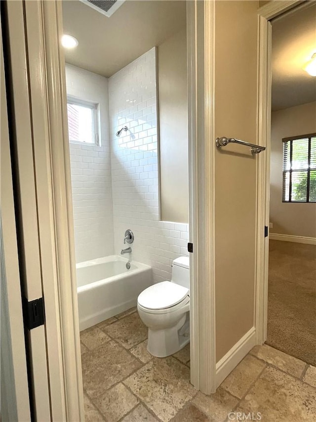 2068 Radnor Ave, Long Beach, CA 90815 - full bathroom with stone tile floors and washtub / shower combination