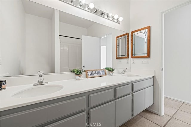 42158 Valley Vista Dr, Lancaster, CA 93536 - bathroom featuring double vanity and tile patterned floors
