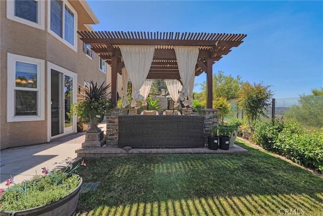 19639 Ellis Henry Ct, Newhall, CA 91321 - view of grassy yard featuring a pergola, outdoor lounge area, and a patio area