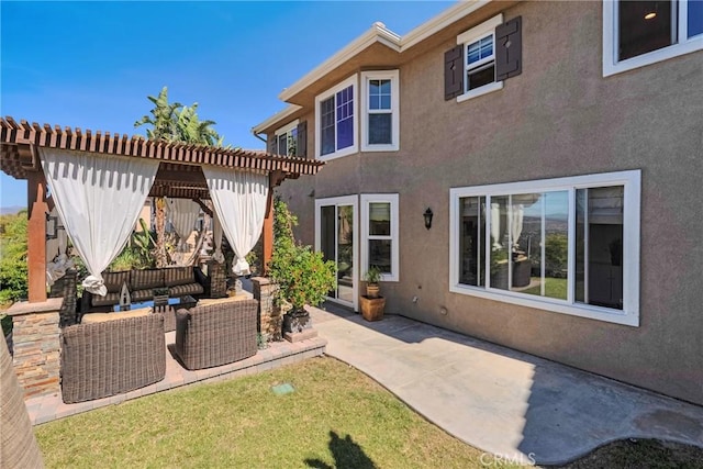 19639 Ellis Henry Ct, Newhall, CA 91321 - view of patio featuring a pergola and an outdoor hangout area