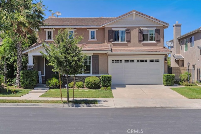 19639 Ellis Henry Ct, Newhall, CA 91321 - view of front of house featuring concrete driveway, a garage, a tile roof, and stucco siding