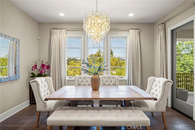 23500 Park Sorrento Unit H32, Calabasas, CA 91302 - dining room with a chandelier, plenty of natural light, wood finished floors, and recessed lighting