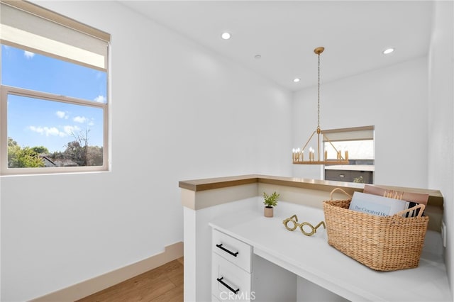 16229 Orizaba Ave, Paramount, CA 90723 - bathroom featuring wood finished floors, recessed lighting, and a chandelier