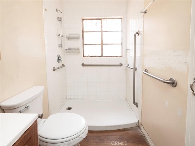 532 W 2nd St, Azusa, CA 91702 - full bathroom featuring a shower stall, vanity, and wood finished floors