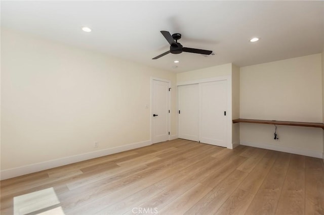 34693 Camino Capistrano Unit B, Dana Point, CA 92624 - unfurnished room featuring light wood-type flooring, a ceiling fan, and recessed lighting