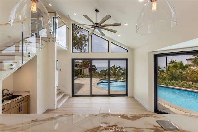 34693 Camino Capistrano Unit B, Dana Point, CA 92624 - view of swimming pool featuring a sink and a ceiling fan