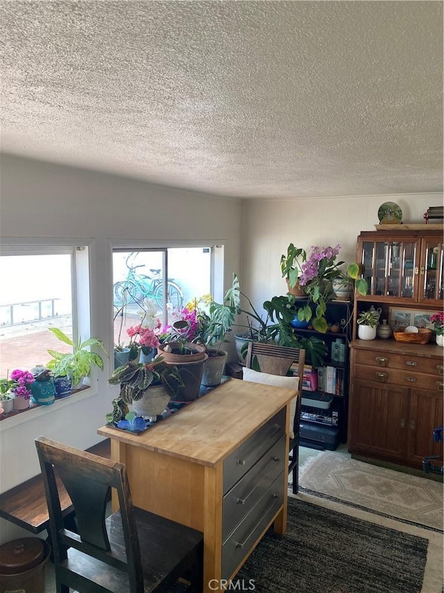 1210 7th Pl, Hermosa Beach, CA 90254 - carpeted dining area featuring a textured ceiling