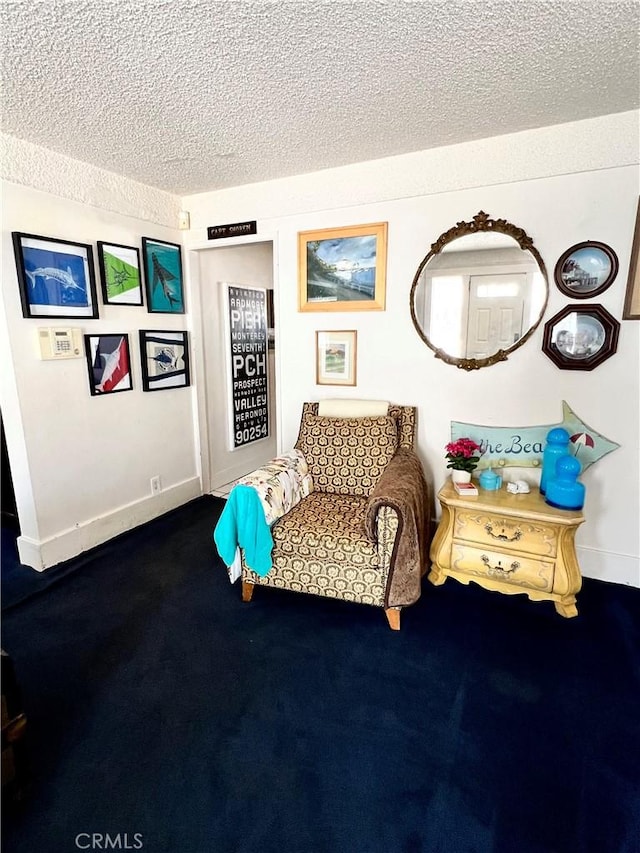 1210 7th Pl, Hermosa Beach, CA 90254 - sitting room featuring a textured ceiling and carpet