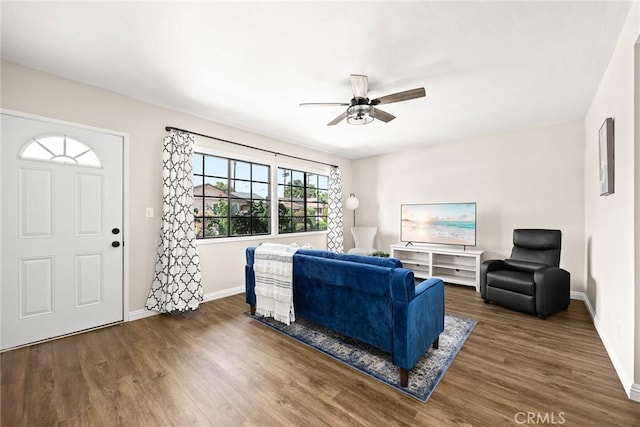 4134 Rio Hondo Ave, Rosemead, CA 91770 - living area featuring ceiling fan and wood finished floors