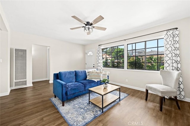 4134 Rio Hondo Ave, Rosemead, CA 91770 - living area with a heating unit, wood finished floors, and ceiling fan
