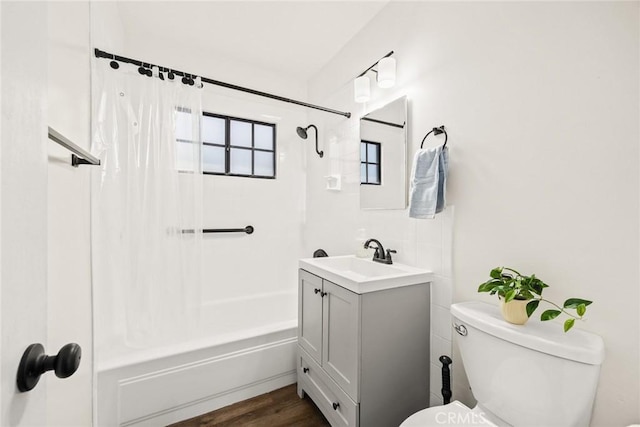 4134 Rio Hondo Ave, Rosemead, CA 91770 - full bath with vanity, shower / bath combination with curtain, and wood finished floors
