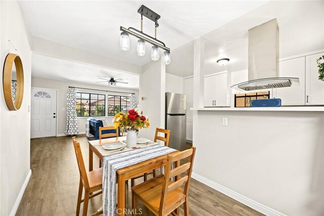 4134 Rio Hondo Ave, Rosemead, CA 91770 - dining space with wood finished floors and a ceiling fan