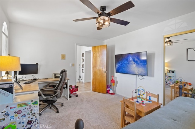 7009 Etter St, Bakersfield, CA 93308 - carpeted bedroom featuring an office area and a ceiling fan