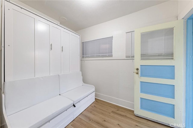 1146 N Loma Vista Dr, Long Beach, CA 90813 - mudroom featuring baseboards and light wood-style floors