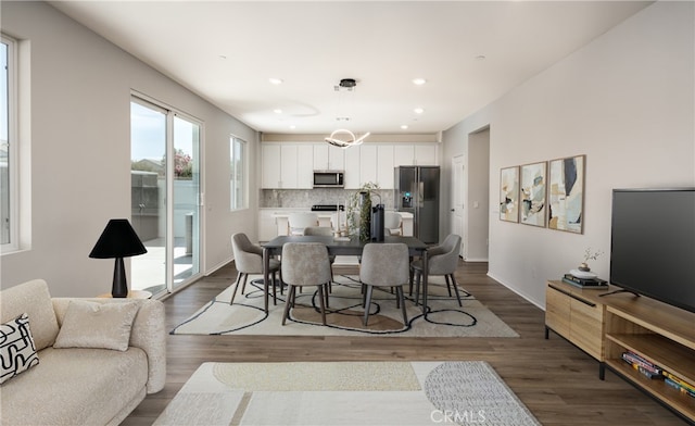 31844 Gimbal Way, Winchester, CA 92596 - dining area featuring dark wood-type flooring and recessed lighting