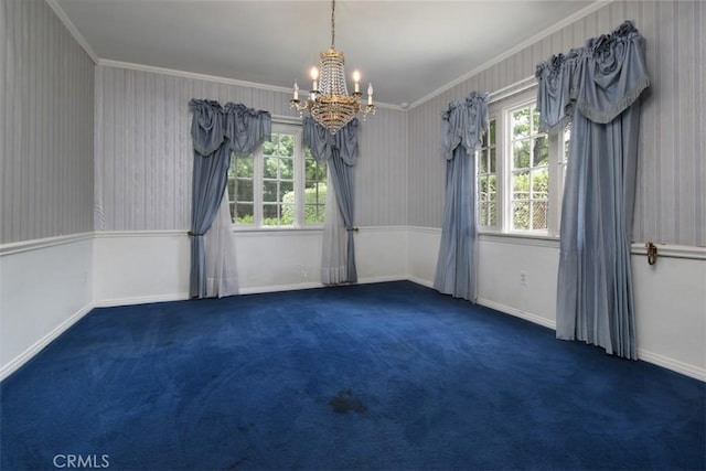 4312 Noble Ave, Sherman Oaks, CA 91403 - carpeted spare room featuring a chandelier and ornamental molding
