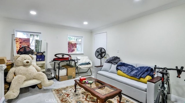 17230 San Lorenzo Cir, Fountain Valley, CA 92708 - living area with ornamental molding and recessed lighting