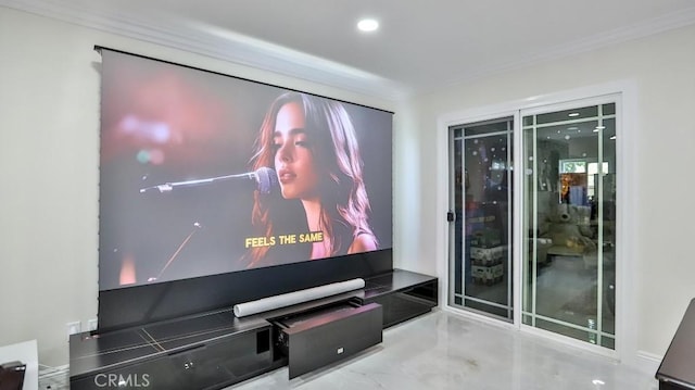 17230 San Lorenzo Cir, Fountain Valley, CA 92708 - home theater room featuring ornamental molding