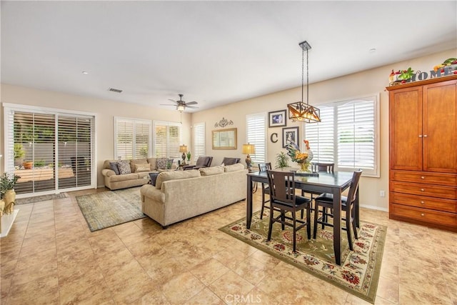 1506 Pierce Ml, Beaumont, CA 92223 - dining room with ceiling fan and light tile patterned floors