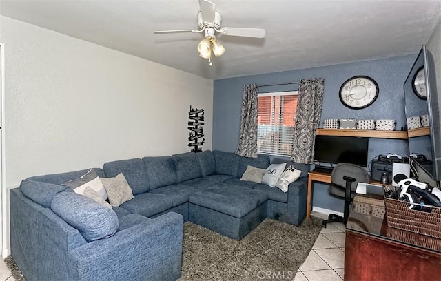 12164 Galaxy St, Victorville, CA 92392 - living room featuring ceiling fan and light tile patterned floors
